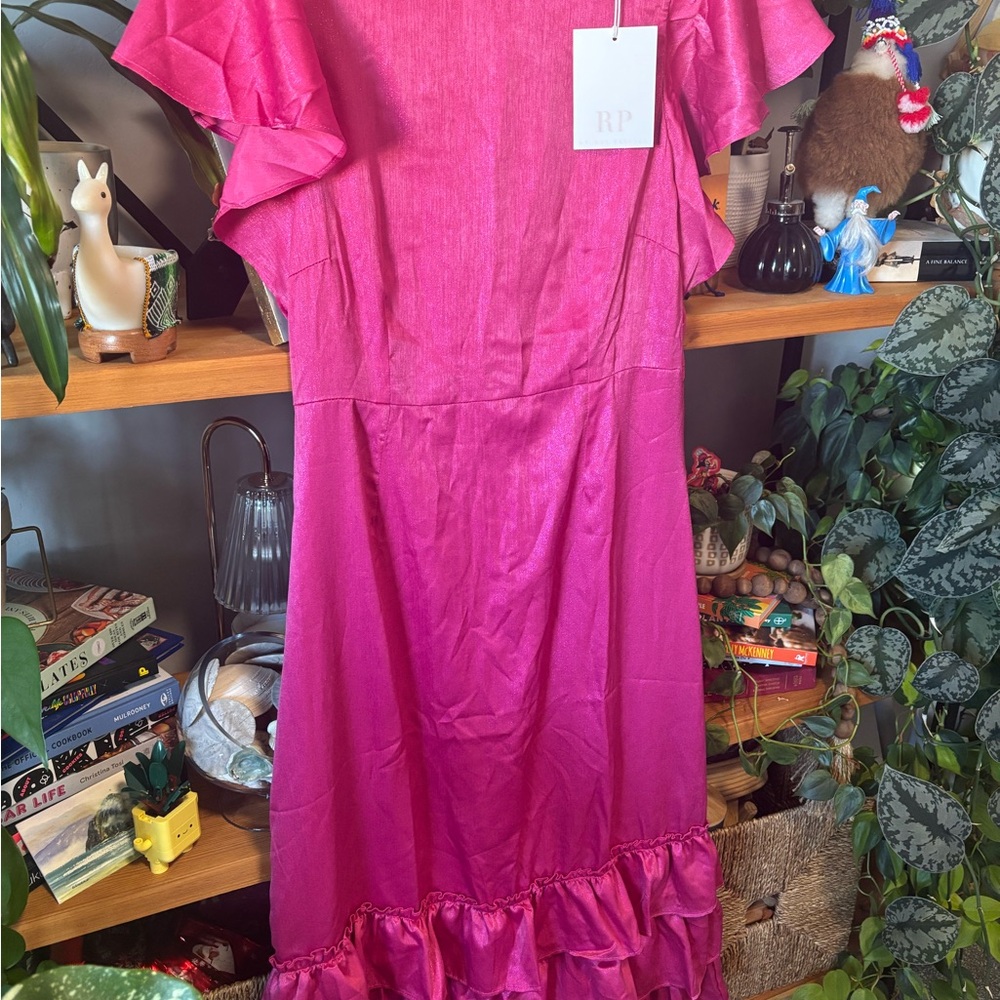Rachel Parcell Pink Metallic Ruffle Midi Dress - Picture 3 of 4